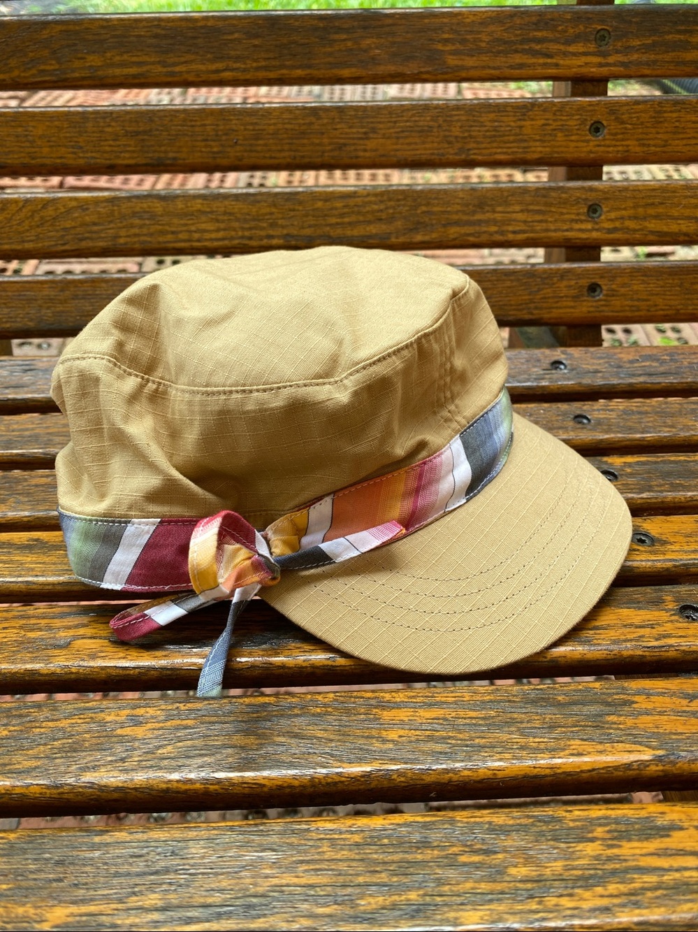 Ribbon & Bow 3 panel tan camp hat